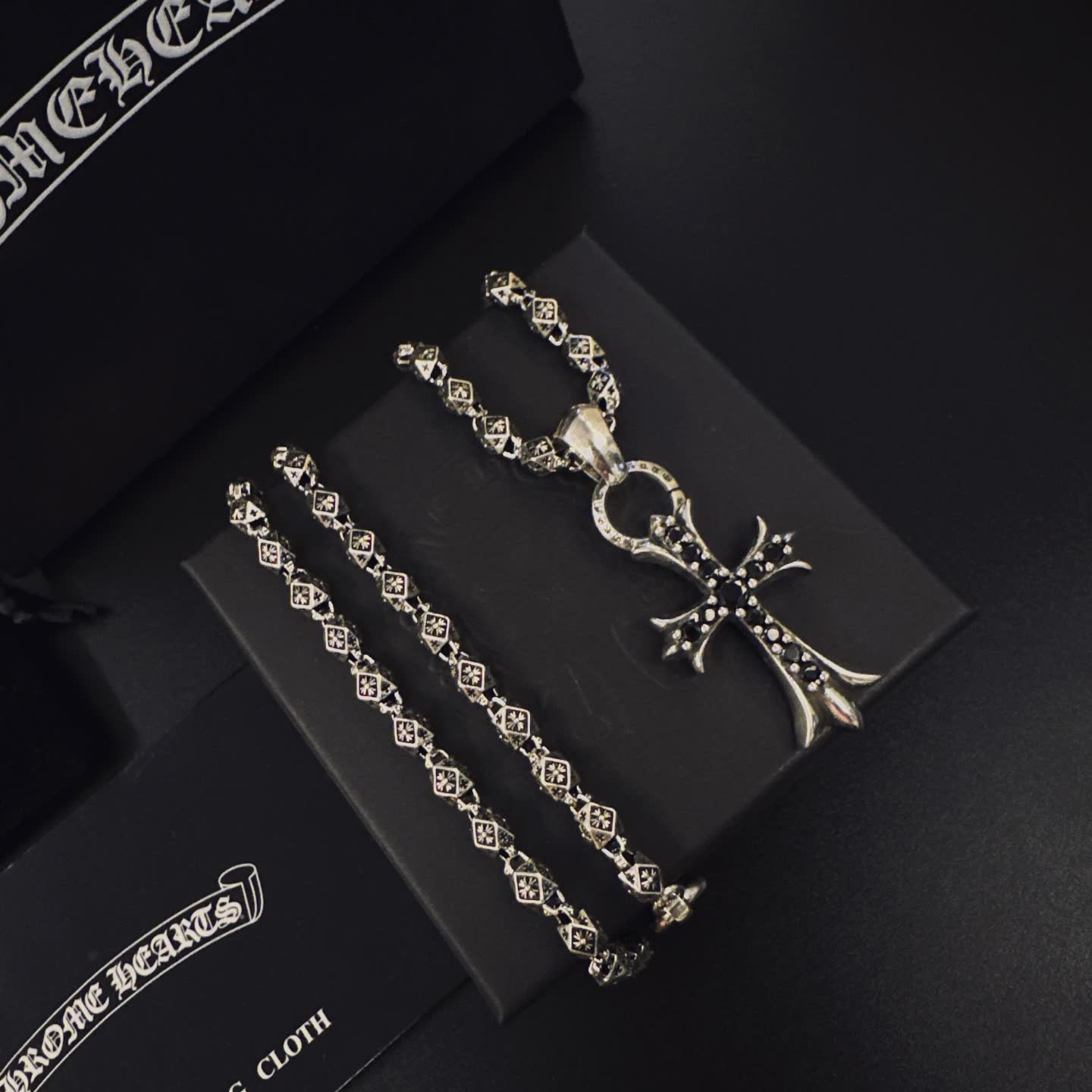 Chrome Hearts Silver Cross Pendant Necklace